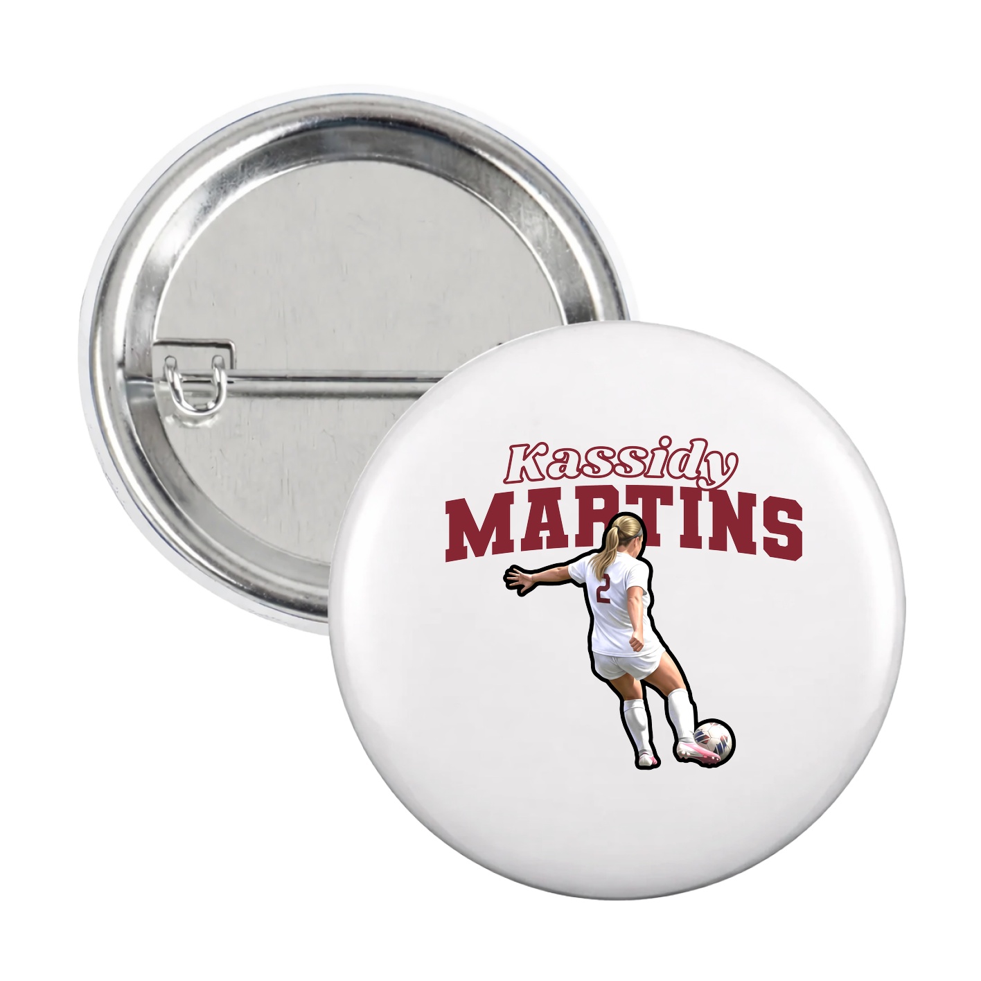 Game Day Button — Name Arch in White