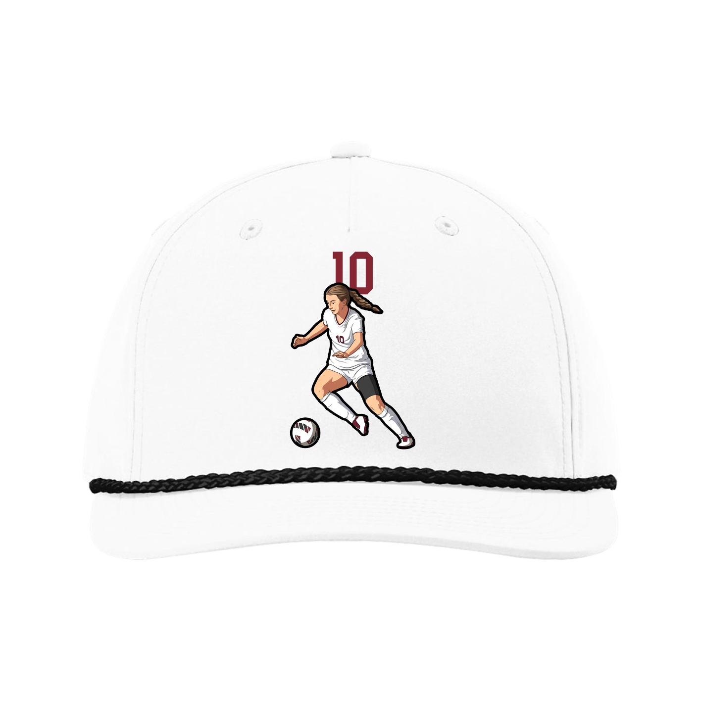 Five-Panel Classic Rope Cap — Number Top in White