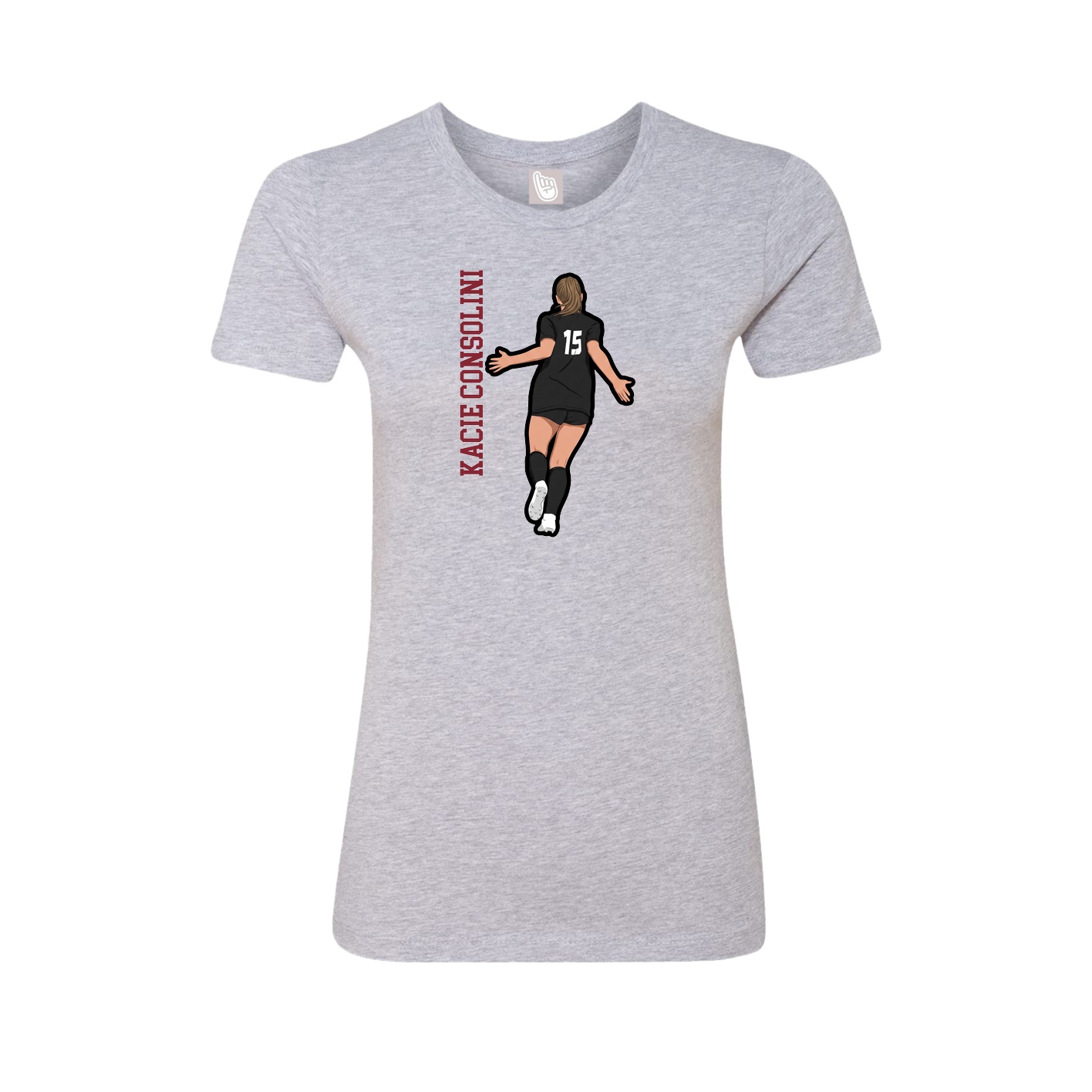 Fitted Women's Tee — Name Vertical in Grey