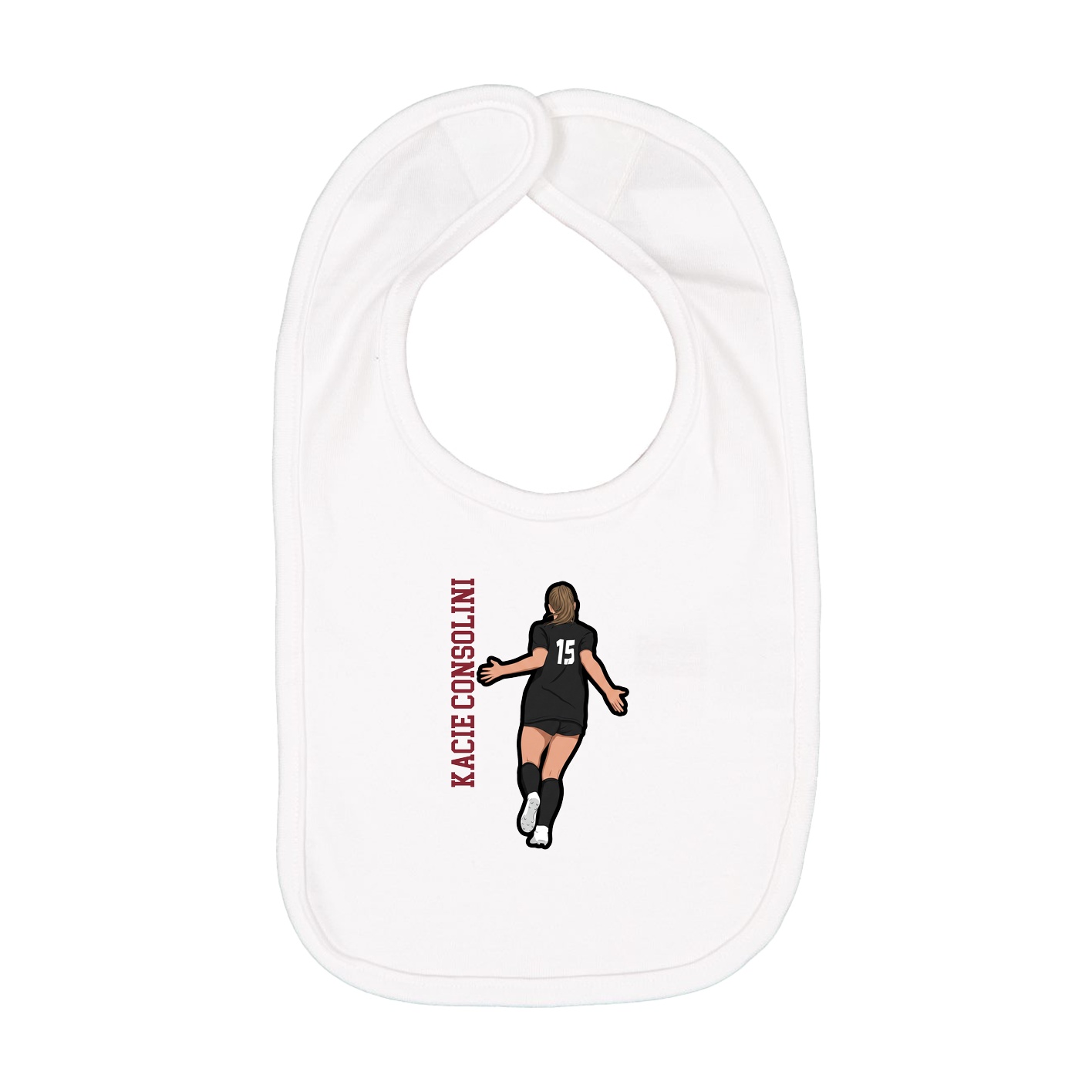 Infant Bib — Name Vertical in White
