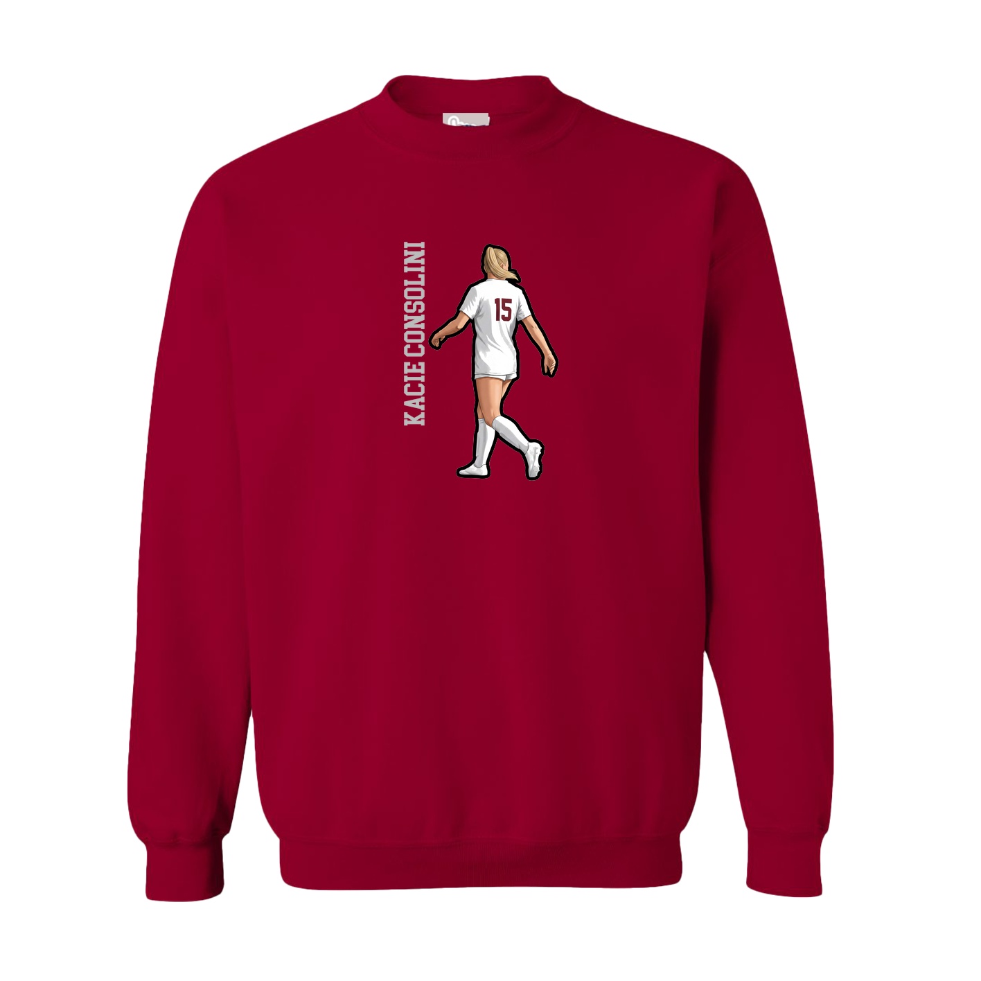 Fleece Crew — Name Vertical in Cardinal