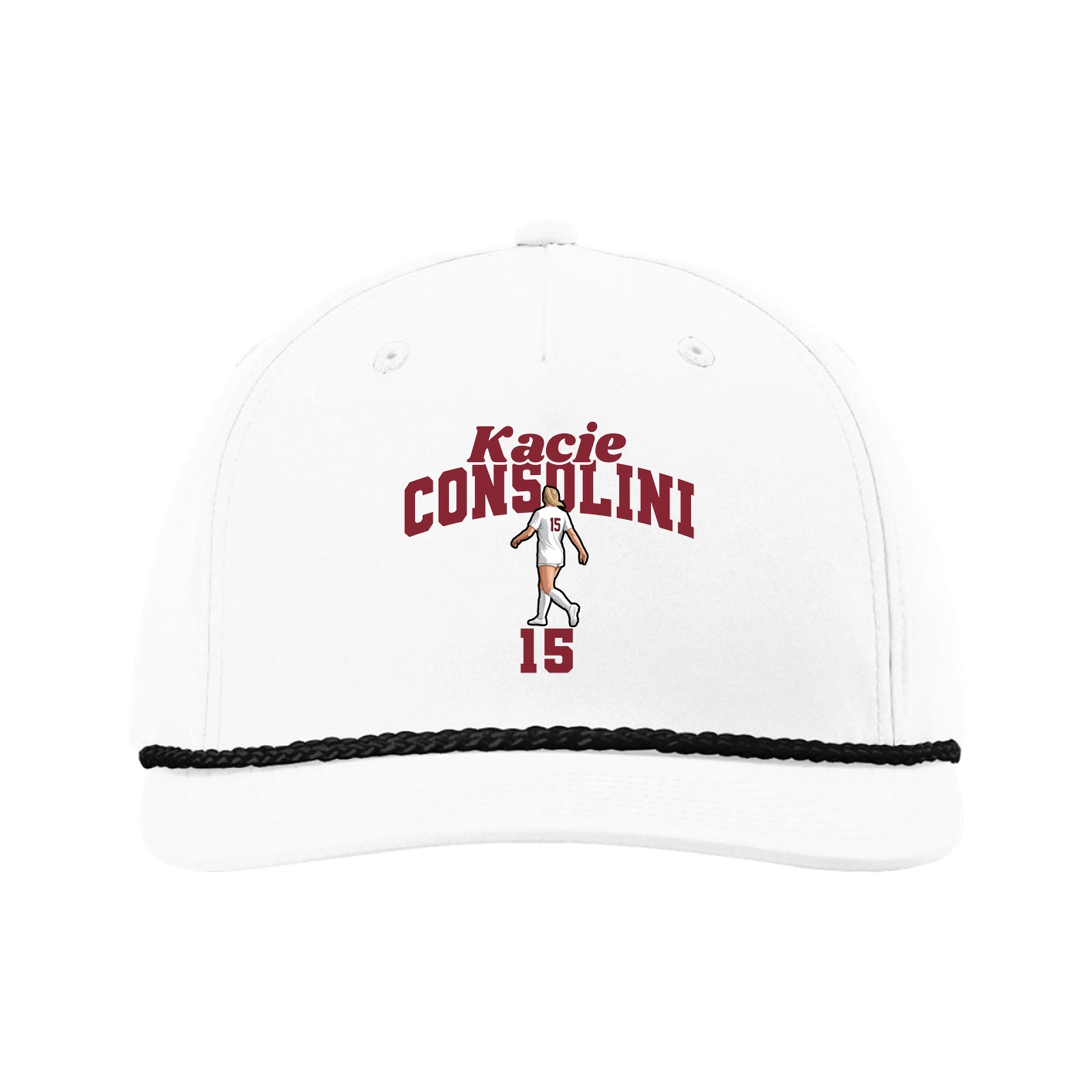 Five-Panel Classic Rope Cap — Signature Arch in White