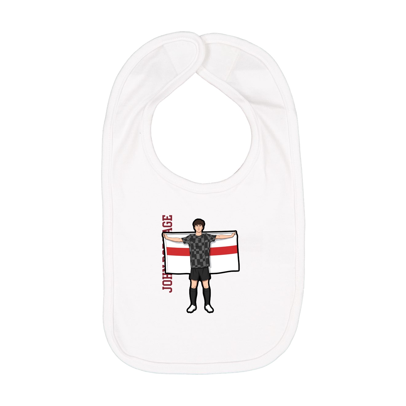 Infant Bib — Name Vertical in White