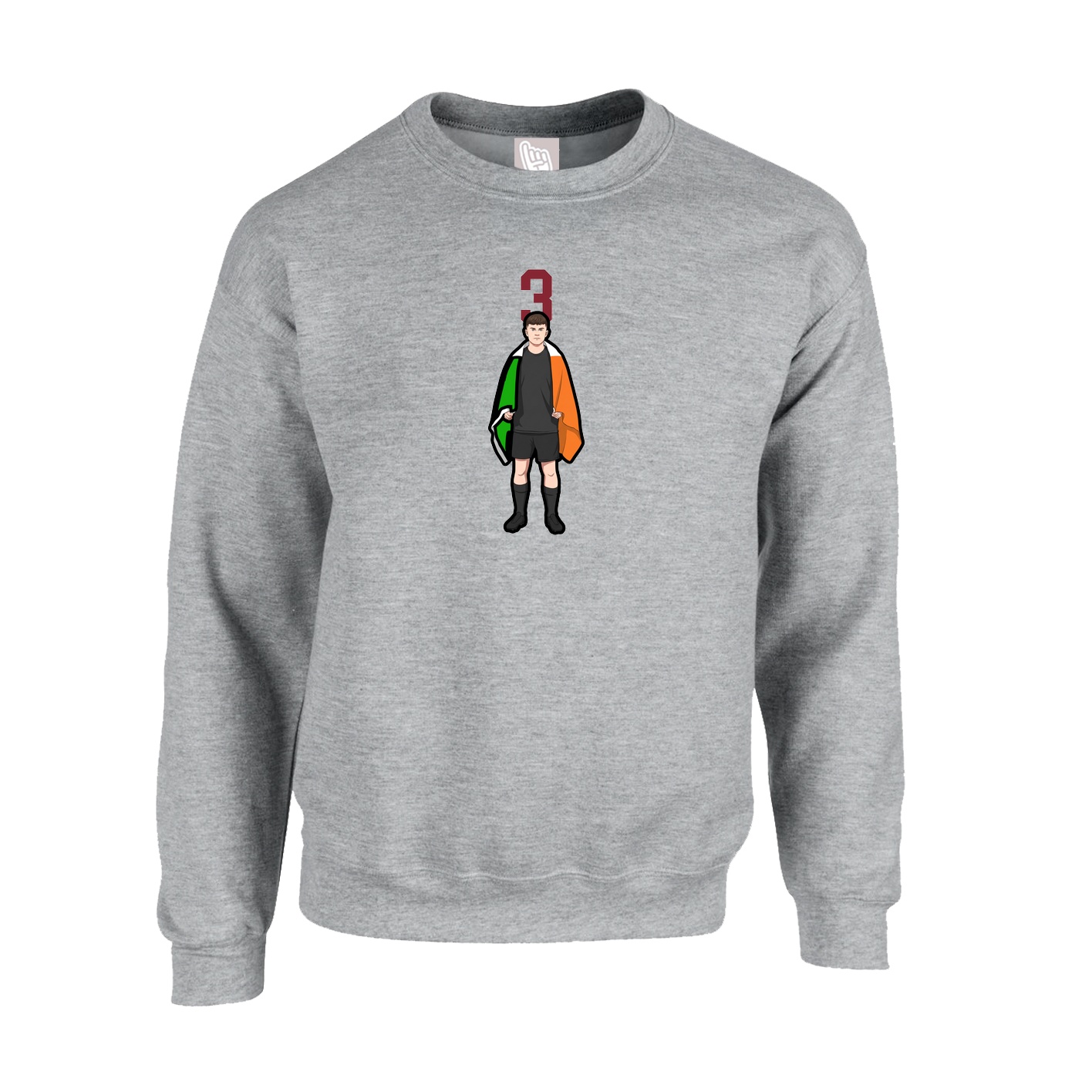 Fleece Crew — Number Top in Grey