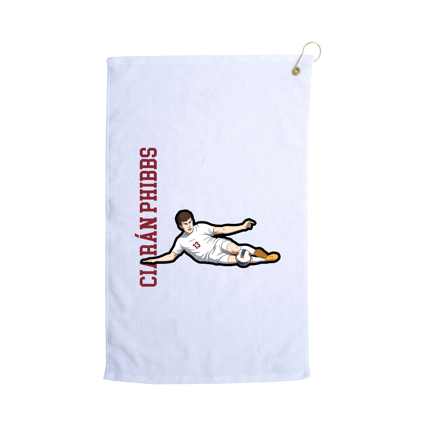 Golf Towel — Name Vertical in White