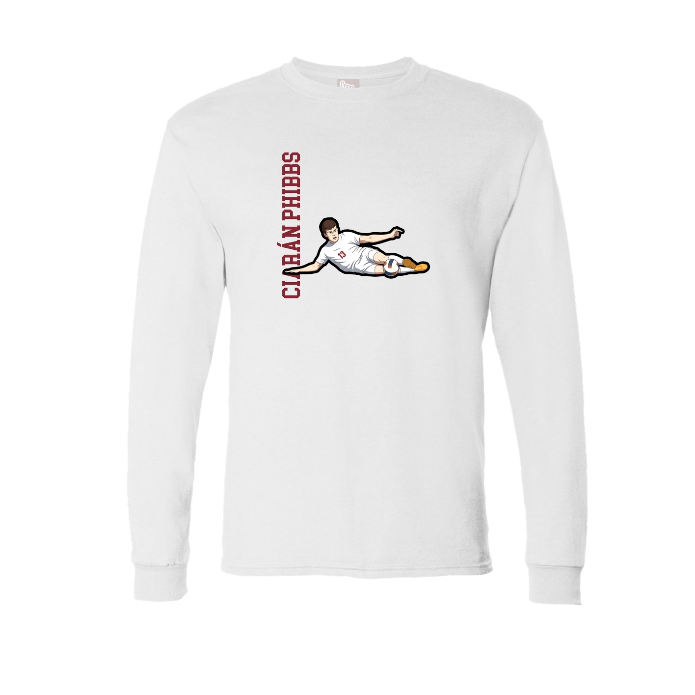 Long Sleeve Tee — Name Vertical in White