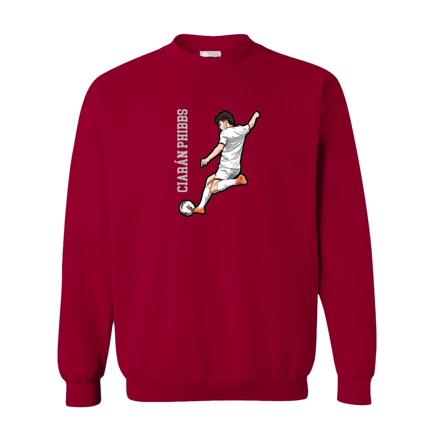 Fleece Crew — Name Vertical in Cardinal