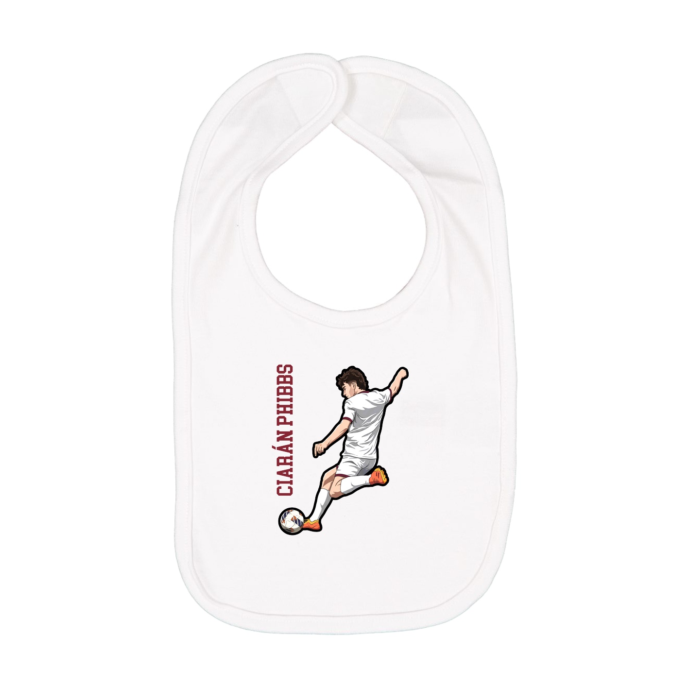 Infant Bib — Name Vertical in White