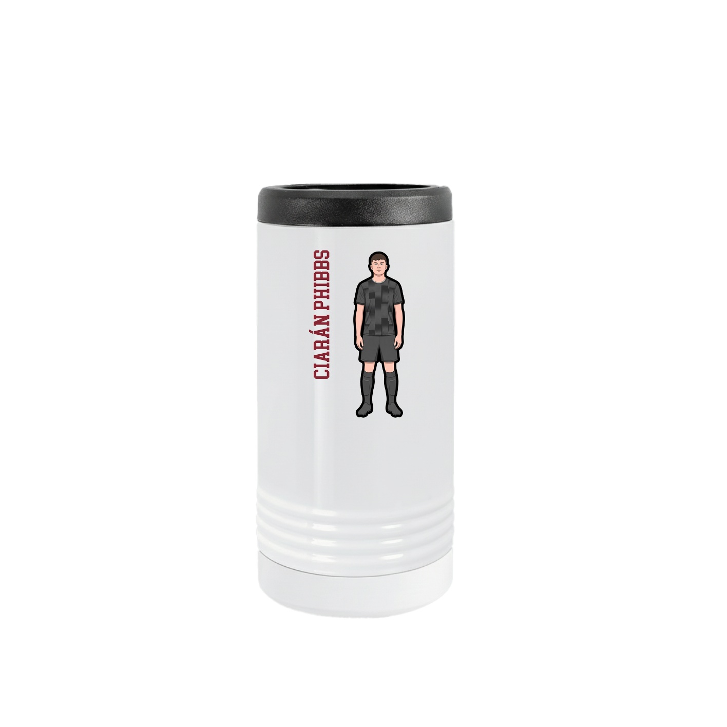 Slim Beverage Holder — Name Vertical in White