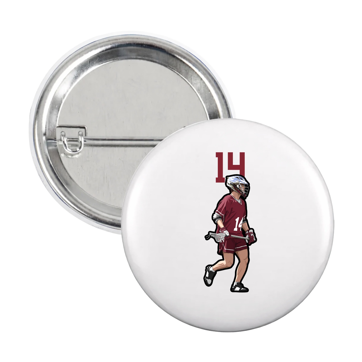 Game Day Button — Number Top in White