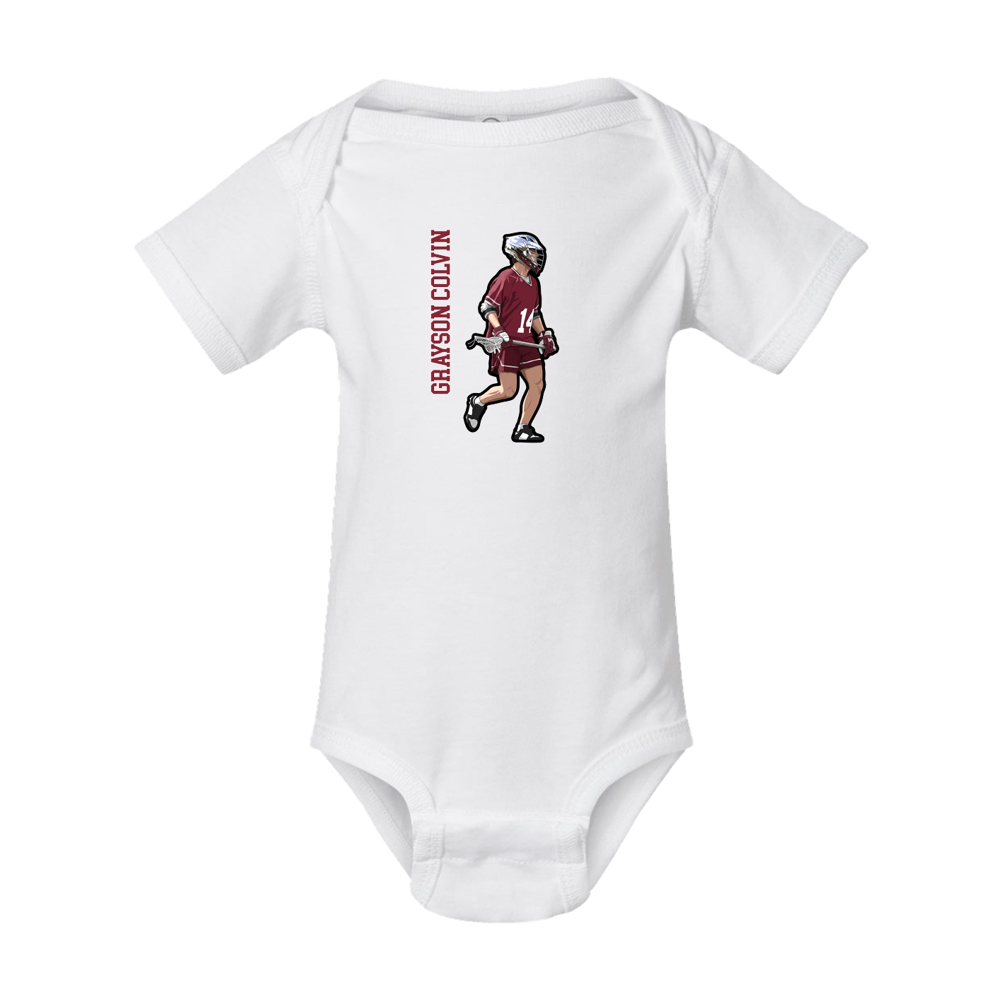 Baby Onesie — Name Vertical in White
