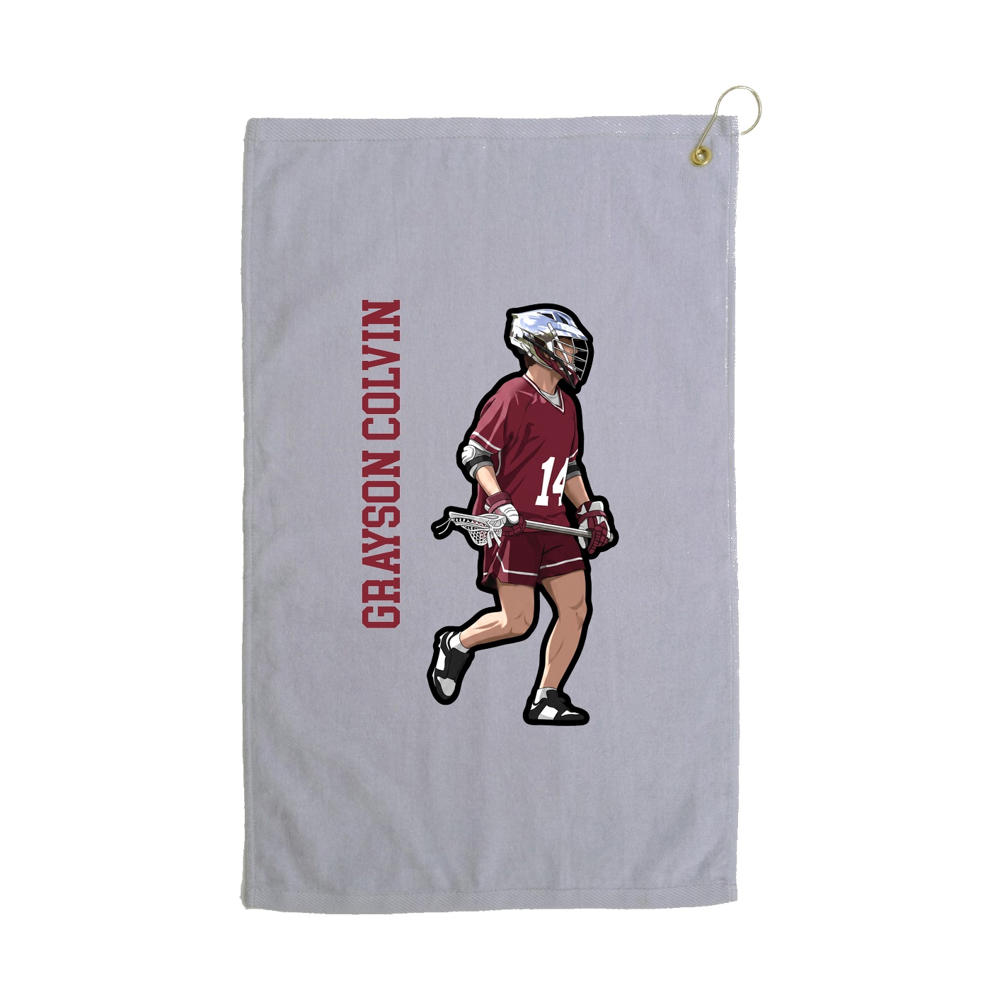 Golf Towel — Name Vertical in Grey