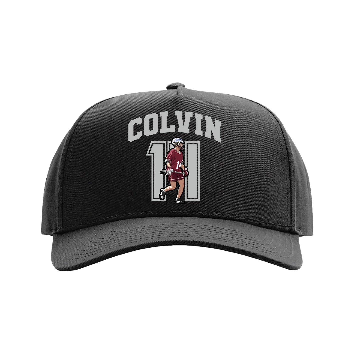 Full Fabric Five-Panel Champ Cap — Number in Black