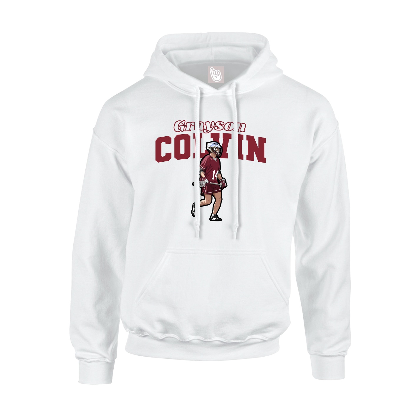 Youth Hoodie — Name Arch in White