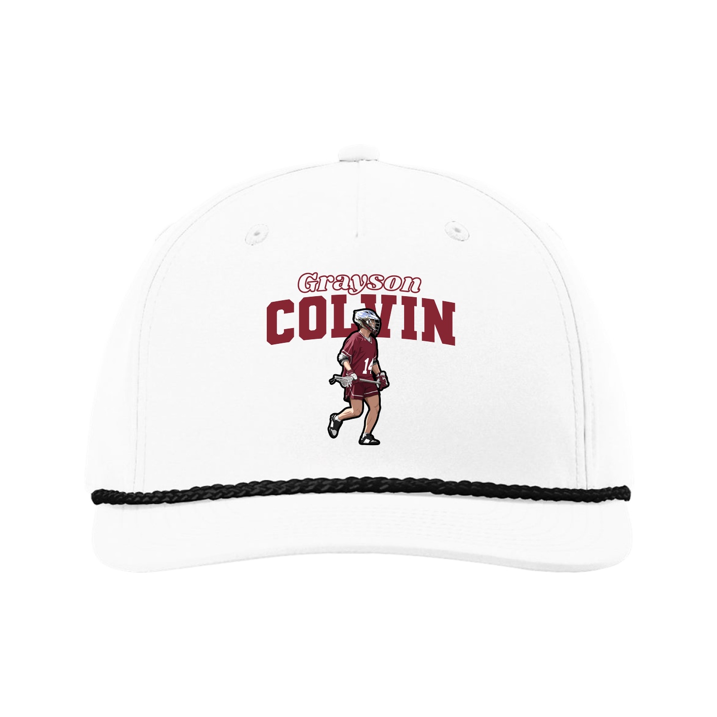 Five-Panel Classic Rope Cap — Name Arch in White