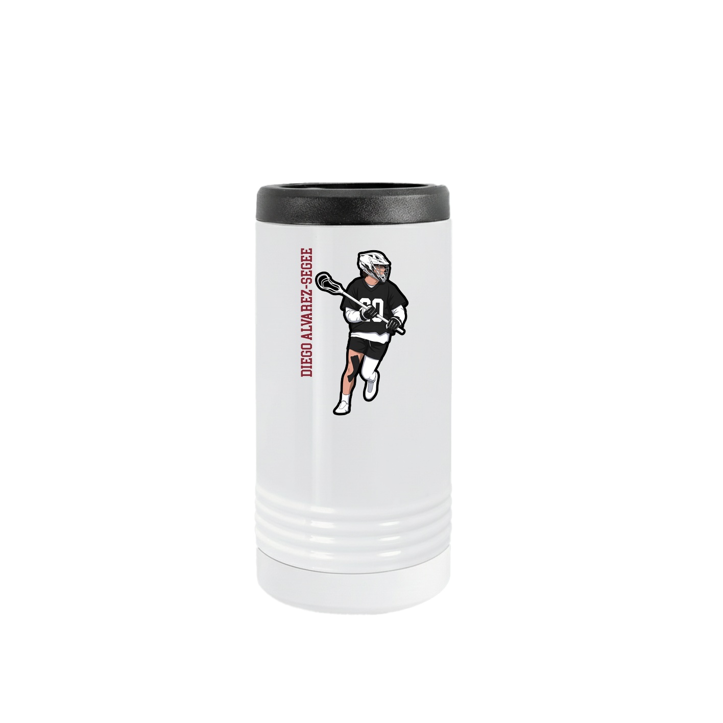Slim Beverage Holder — Name Vertical in White