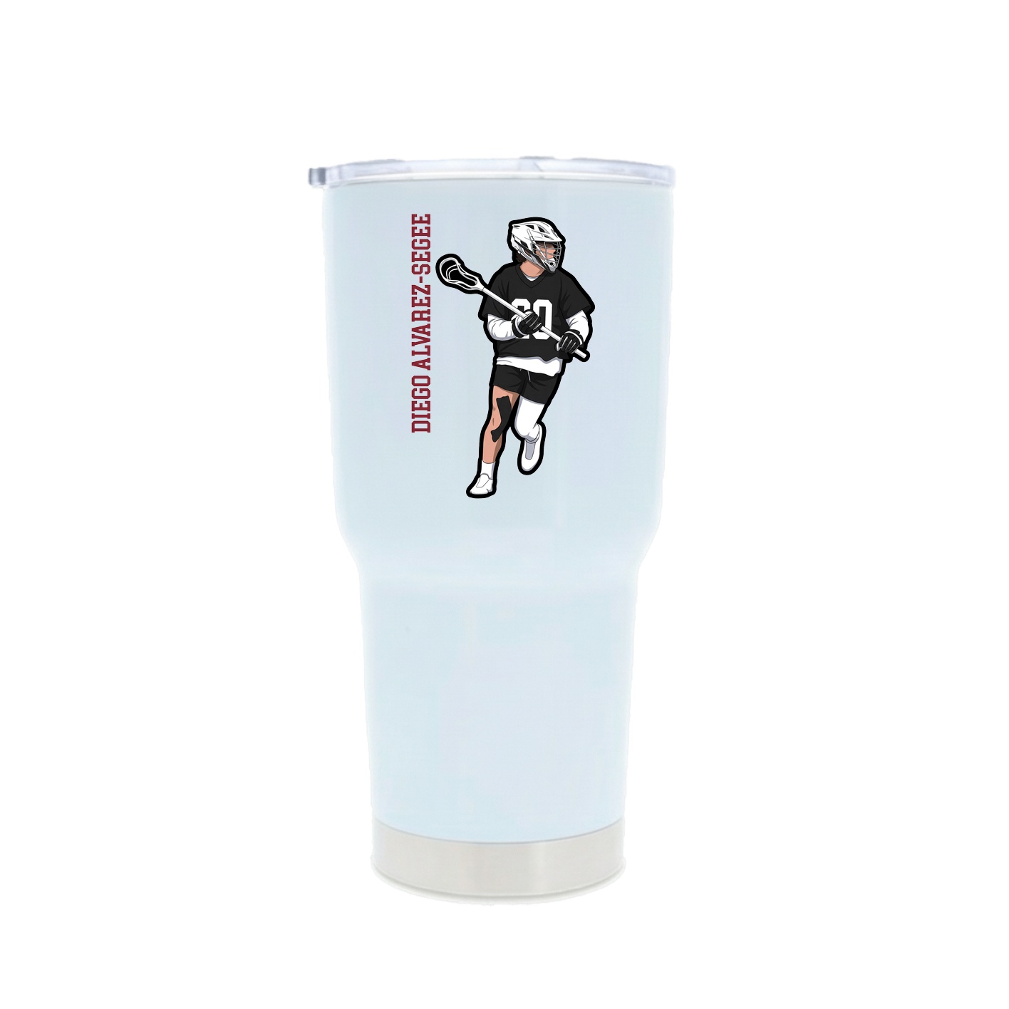 30oz Stainless Steel Tumbler — Name Vertical in White