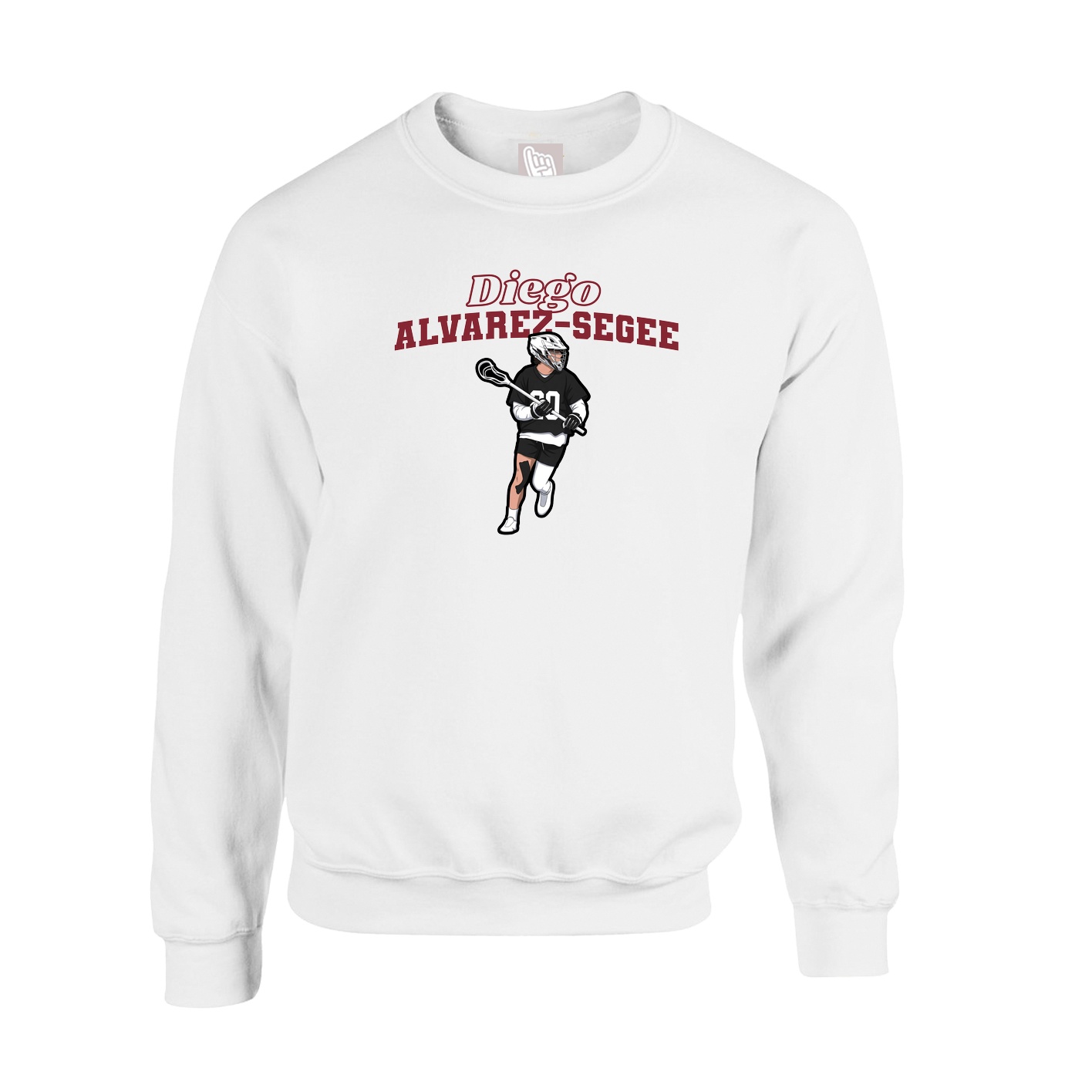 Fleece Crew — Name Arch in White