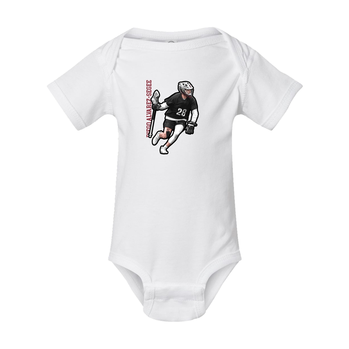 Baby Onesie — Name Vertical in White