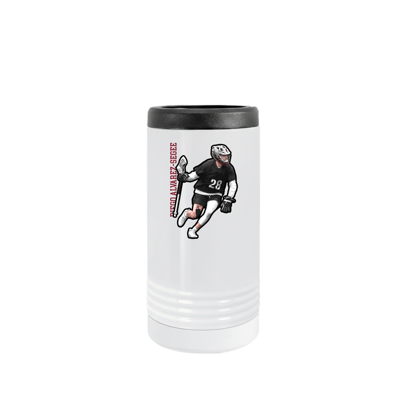 Slim Beverage Holder — Name Vertical in White