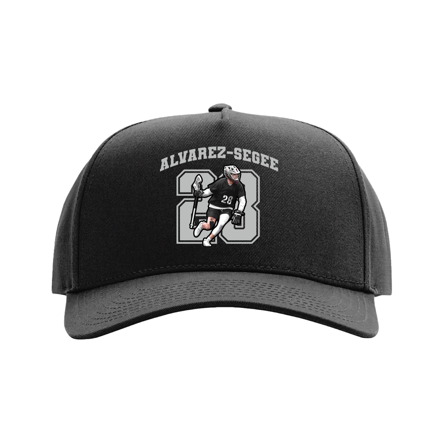 Full Fabric Five-Panel Champ Cap — Number in Black