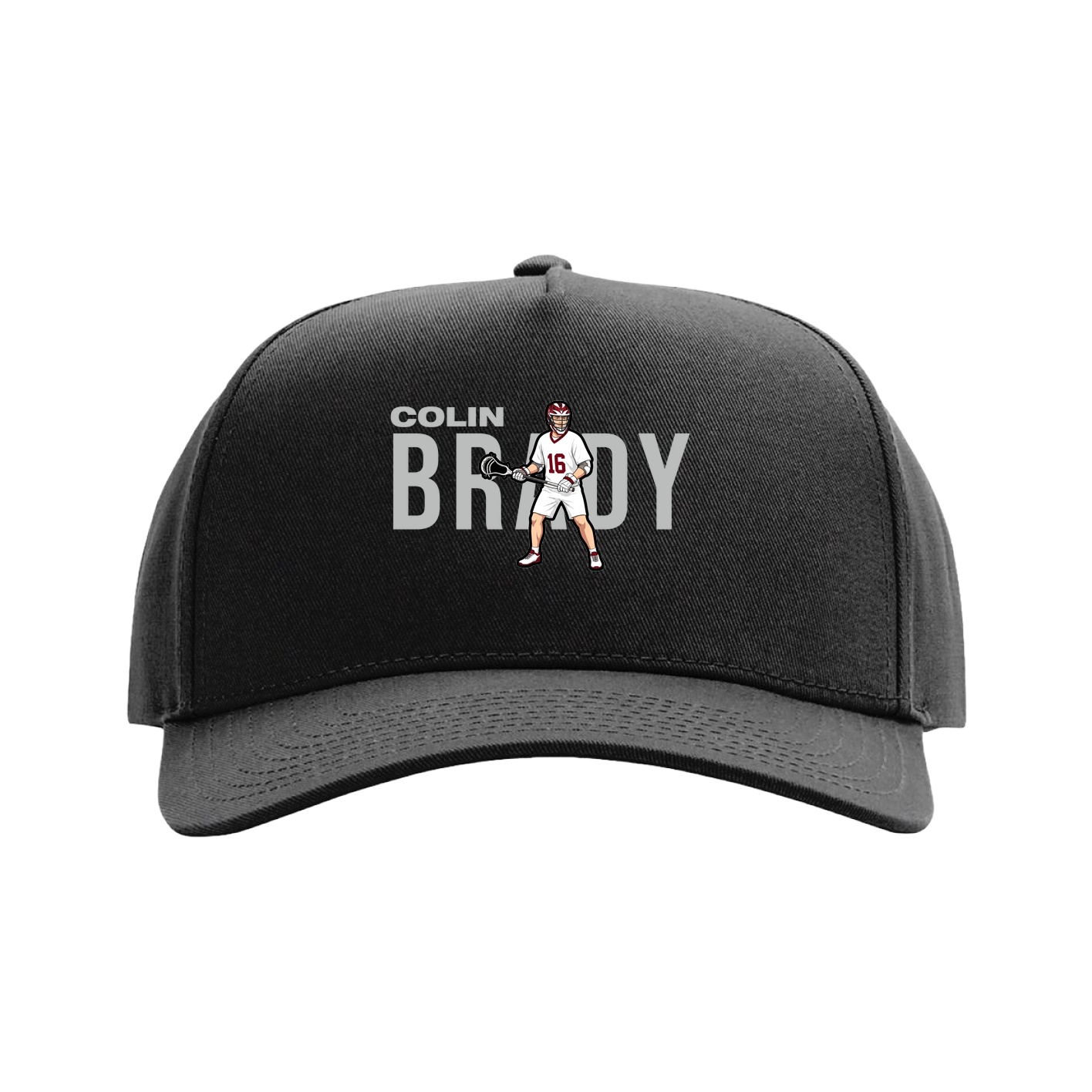 Full Fabric Five-Panel Champ Cap — Player Name in Black