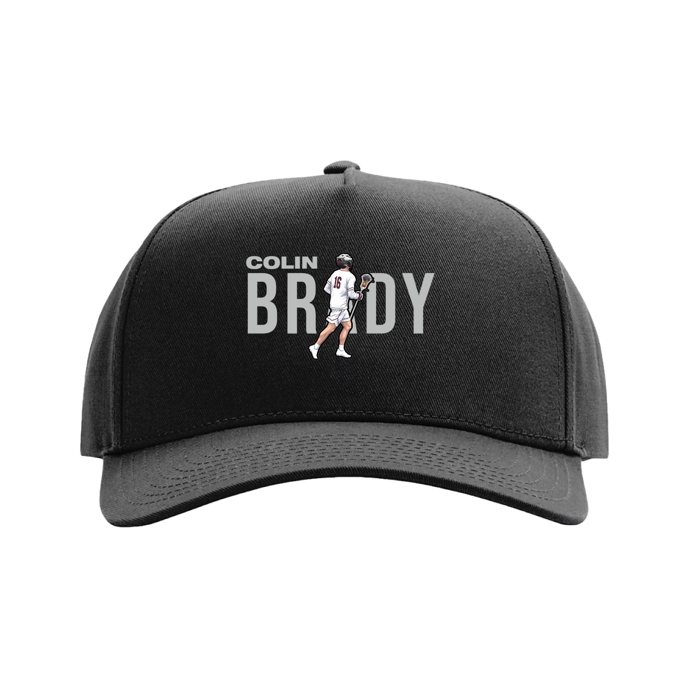Full Fabric Five-Panel Champ Cap — Player Name in Black