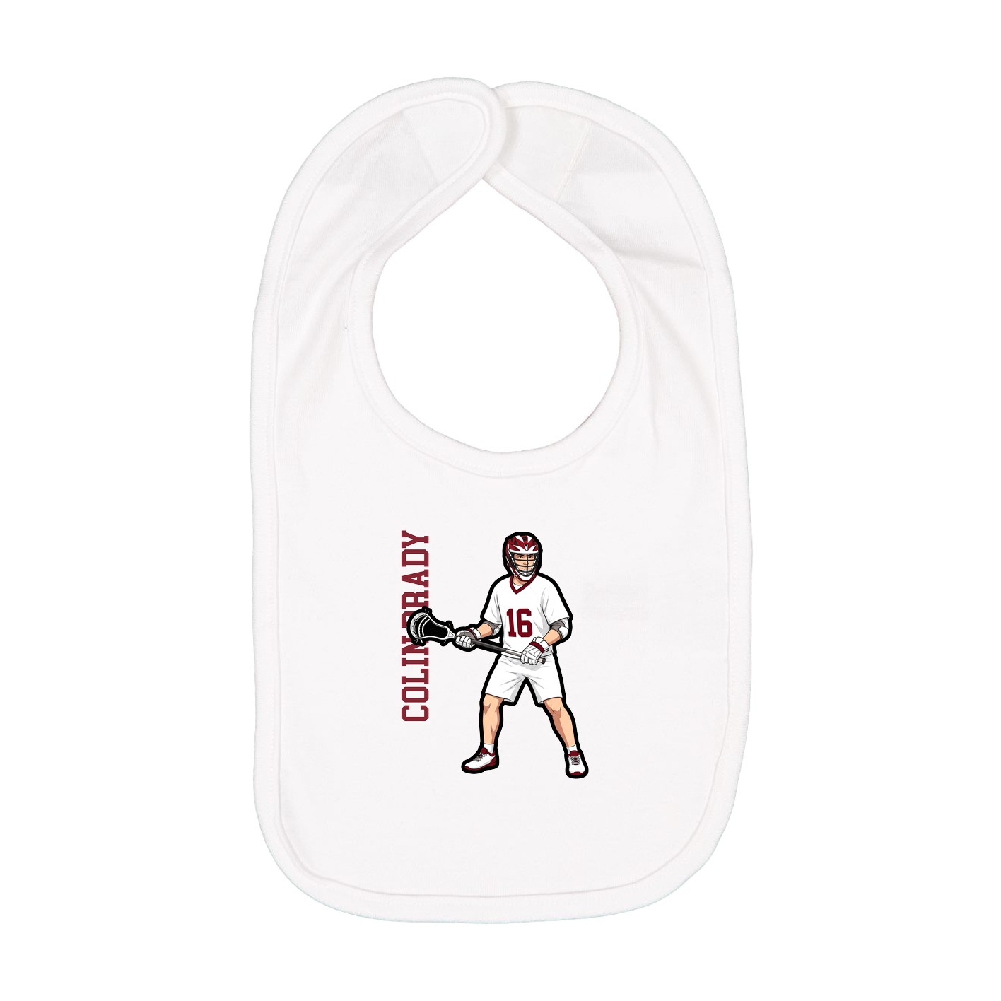 Infant Bib — Name Vertical in White