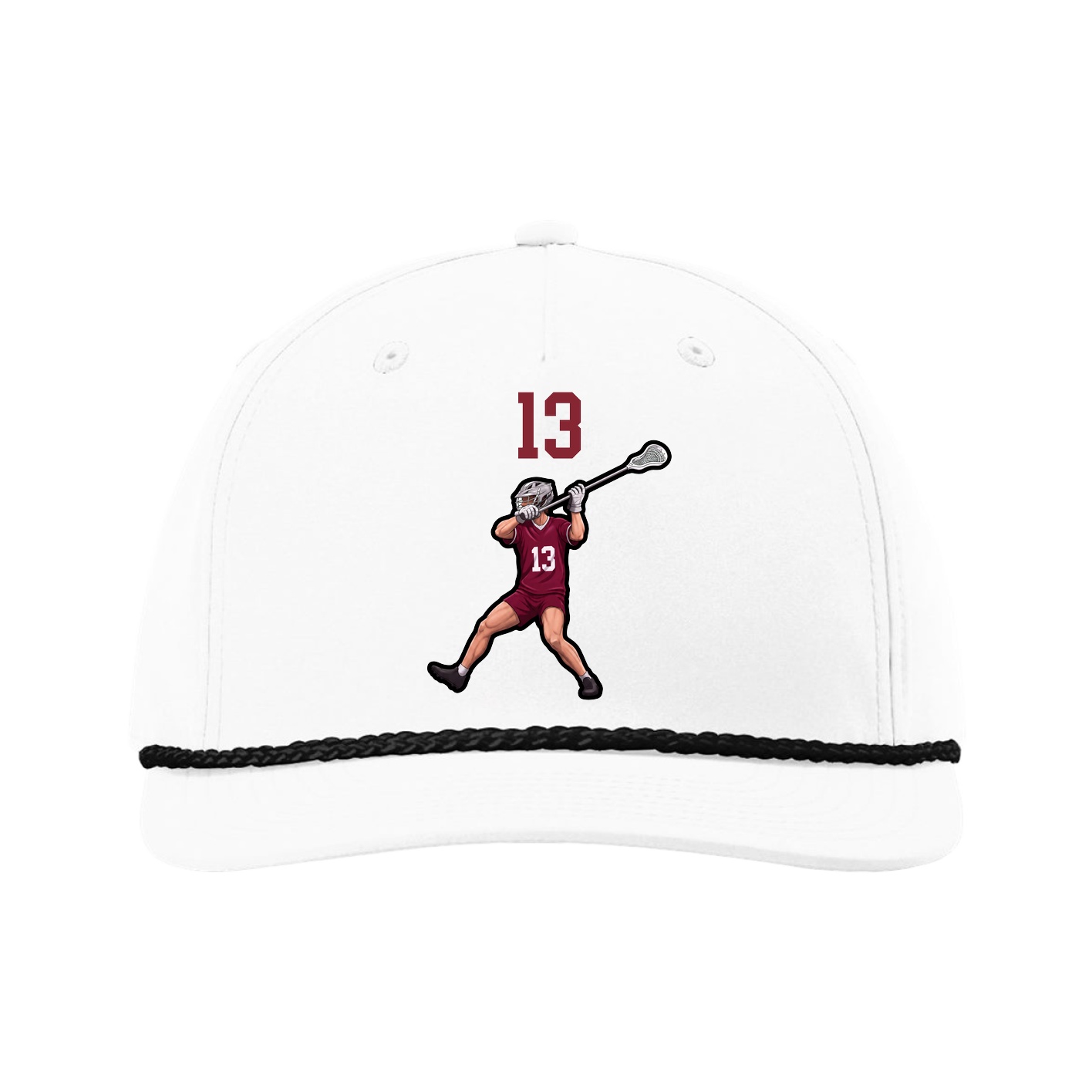 Five-Panel Classic Rope Cap — Number Top in White
