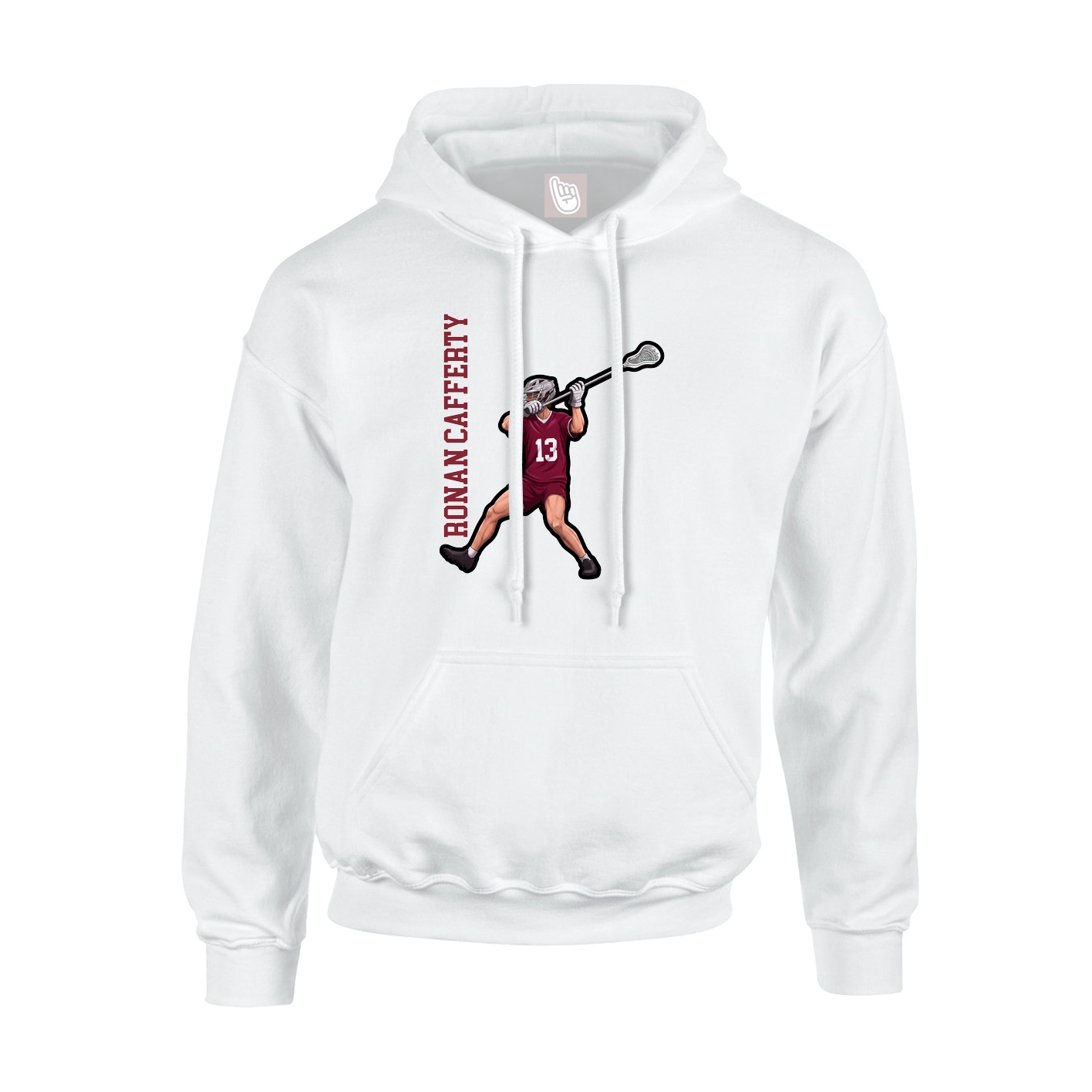 Youth Hoodie — Name Vertical in White