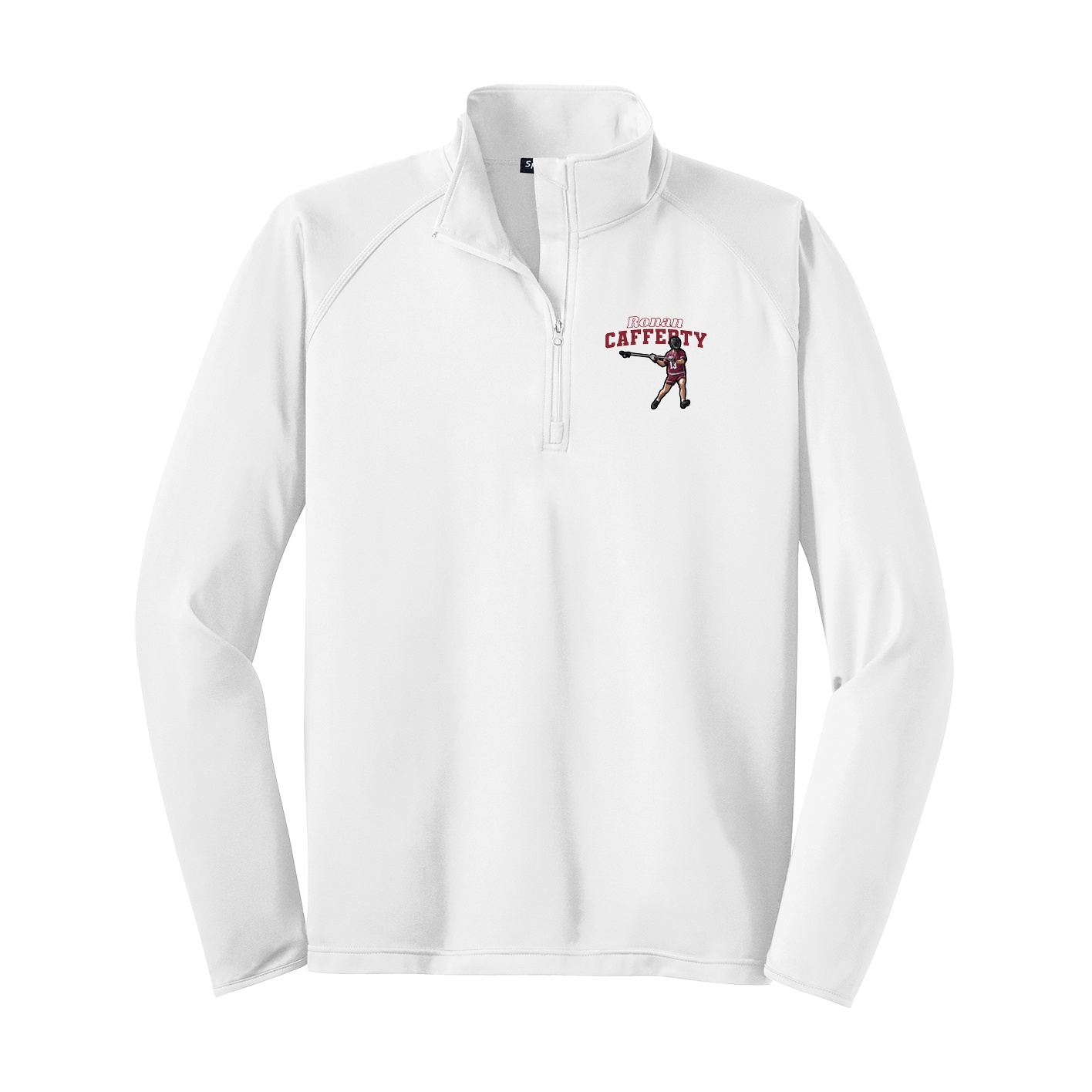 Q-Zip Pullover — Name Arch in White