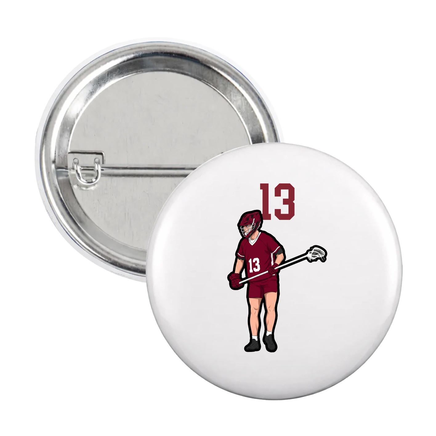 Game Day Button — Number Top in White