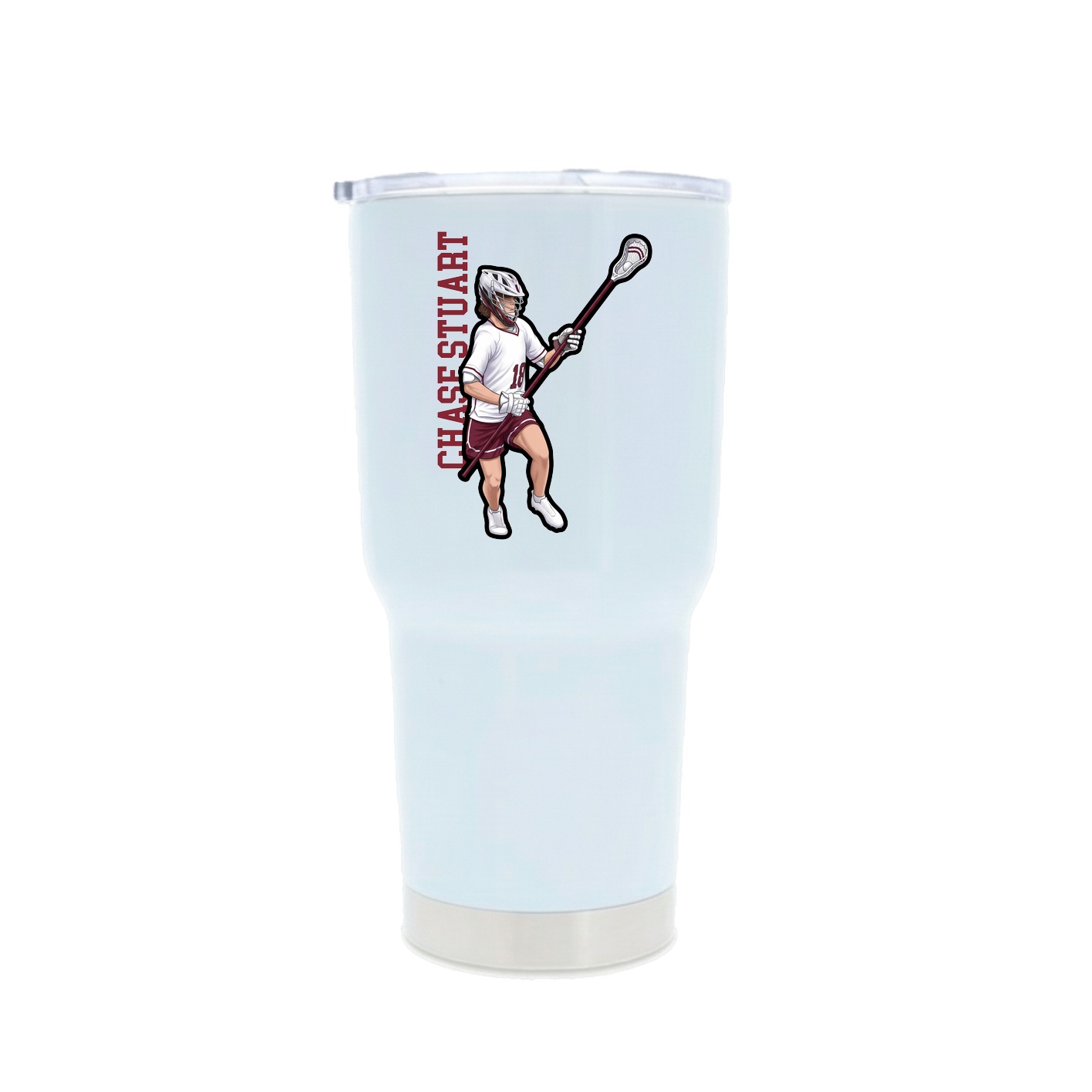 30oz Stainless Steel Tumbler — Name Vertical in White