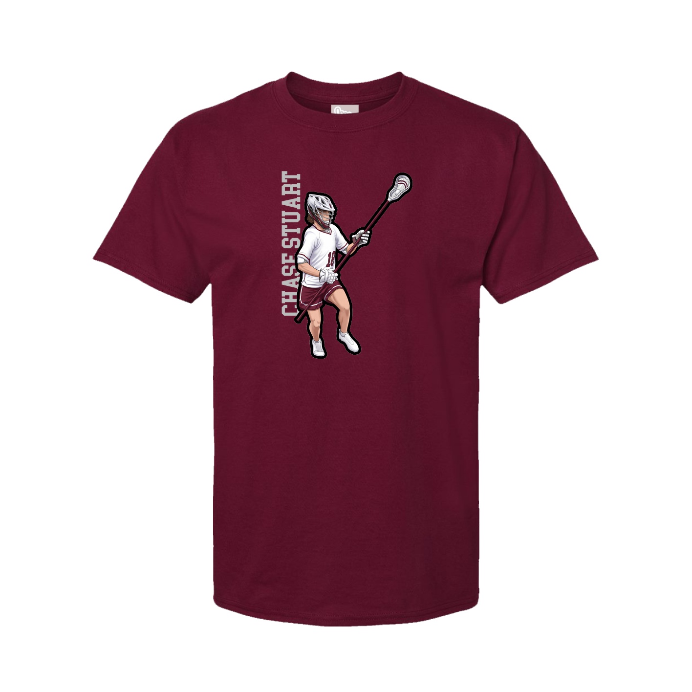 Youth Tee — Name Vertical in Cardinal