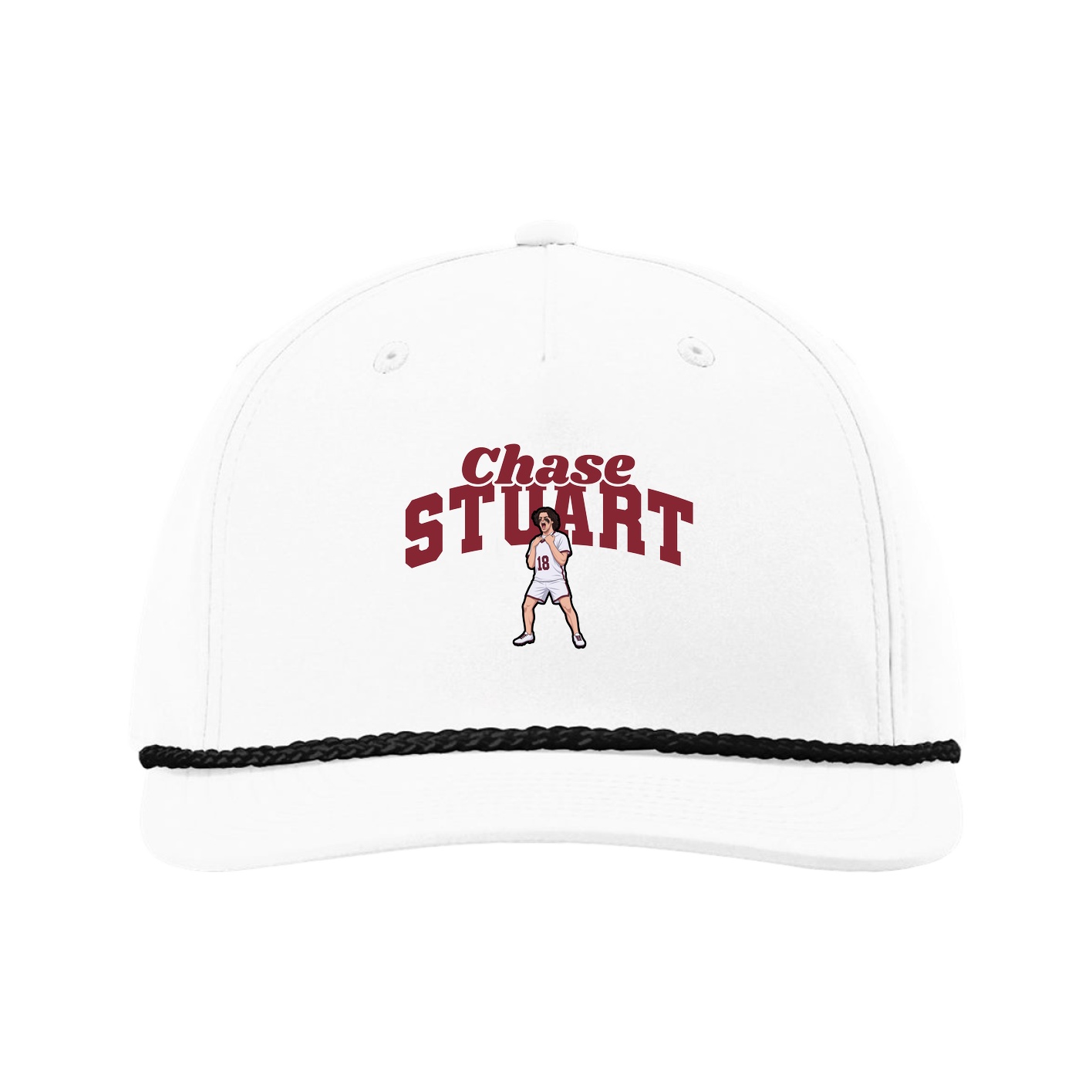 Five-Panel Classic Rope Cap — Signature Arch in White