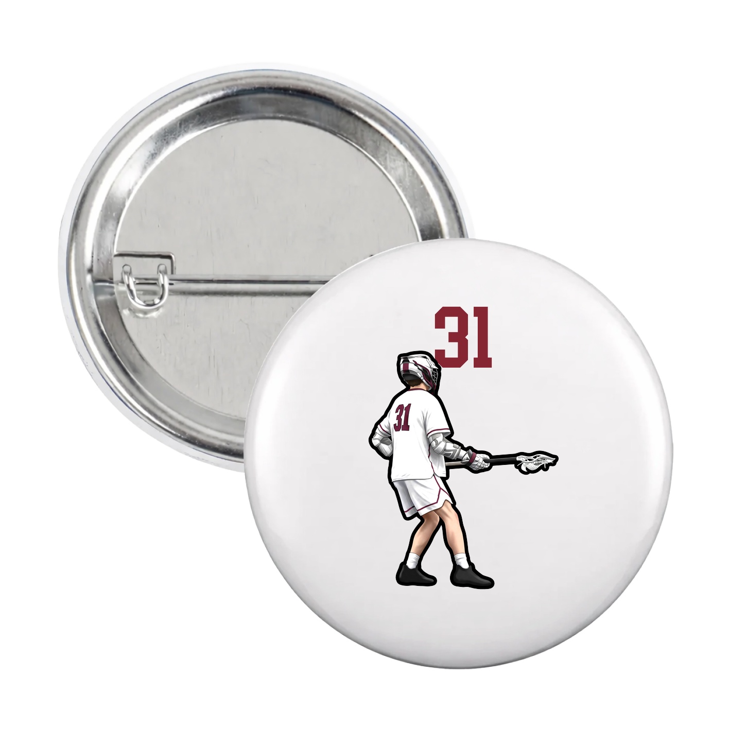 Game Day Button — Number Top in White