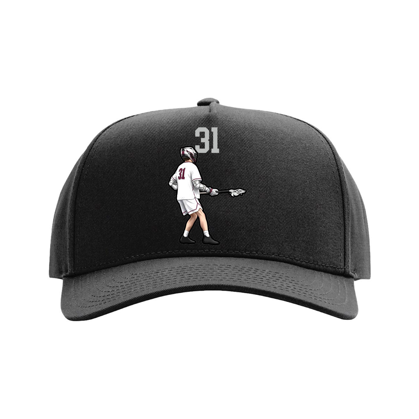 Full Fabric Five-Panel Champ Cap — Number Top in Black