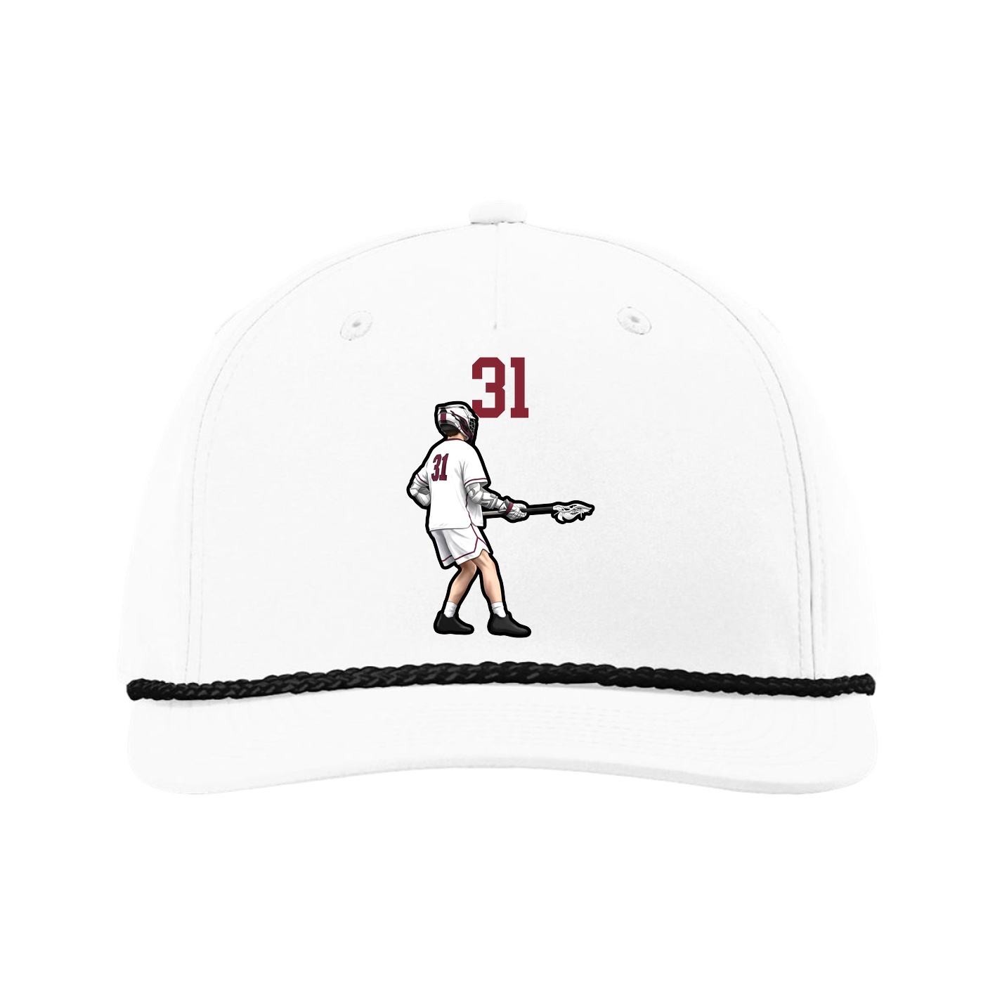 Five-Panel Classic Rope Cap — Number Top in White