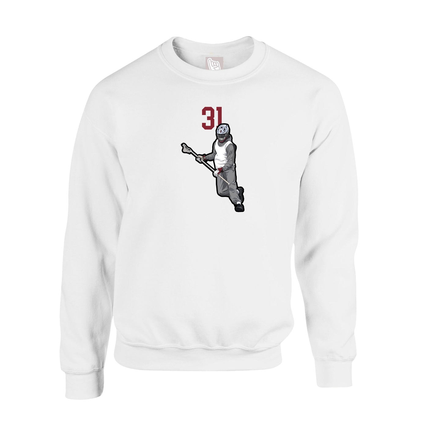 Fleece Crew — Number Top in White