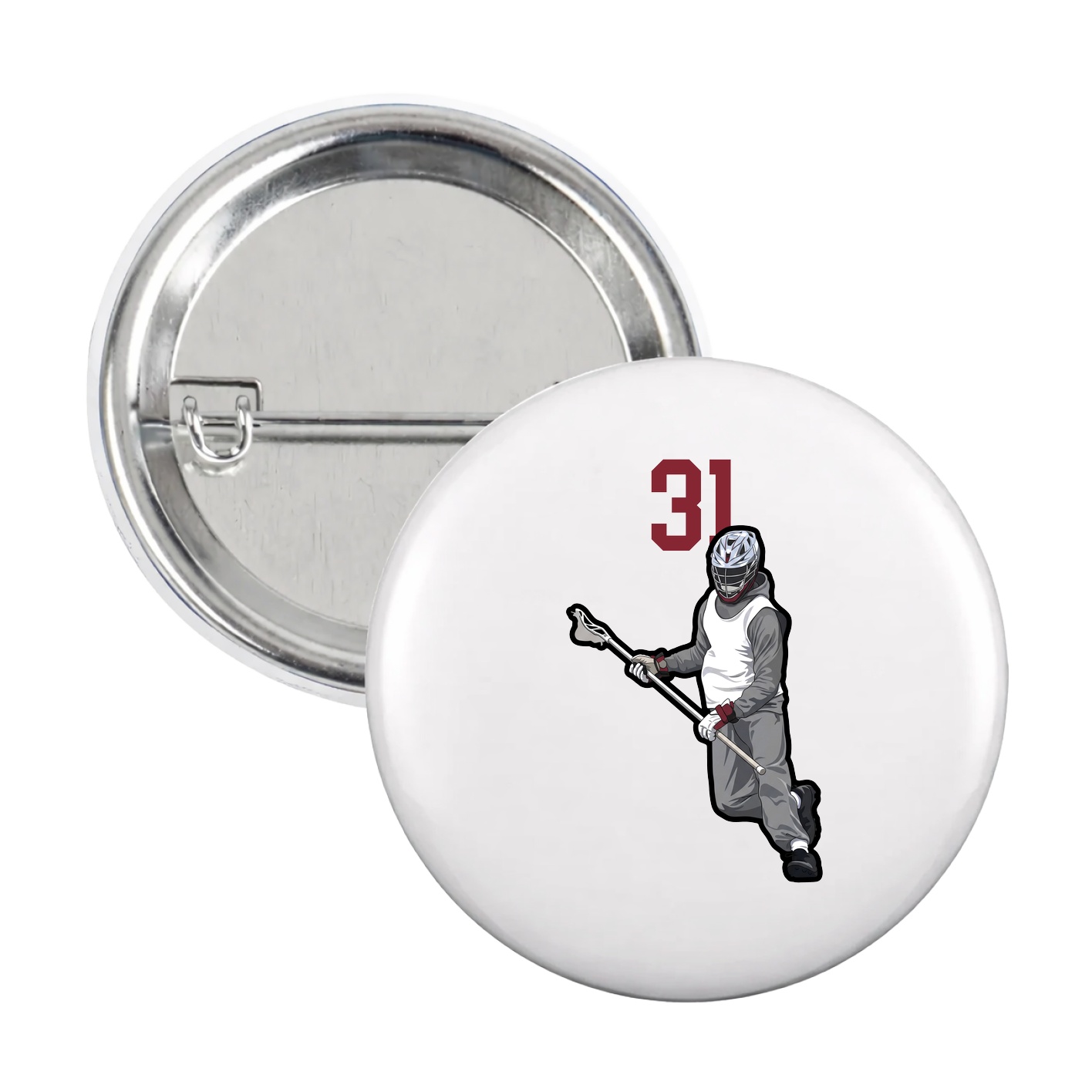 Game Day Button — Number Top in White