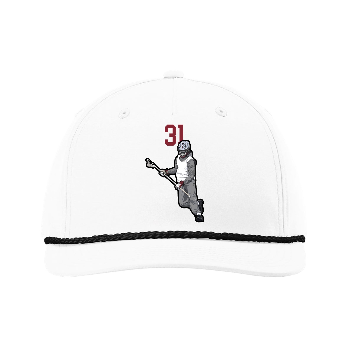 Five-Panel Classic Rope Cap — Number Top in White
