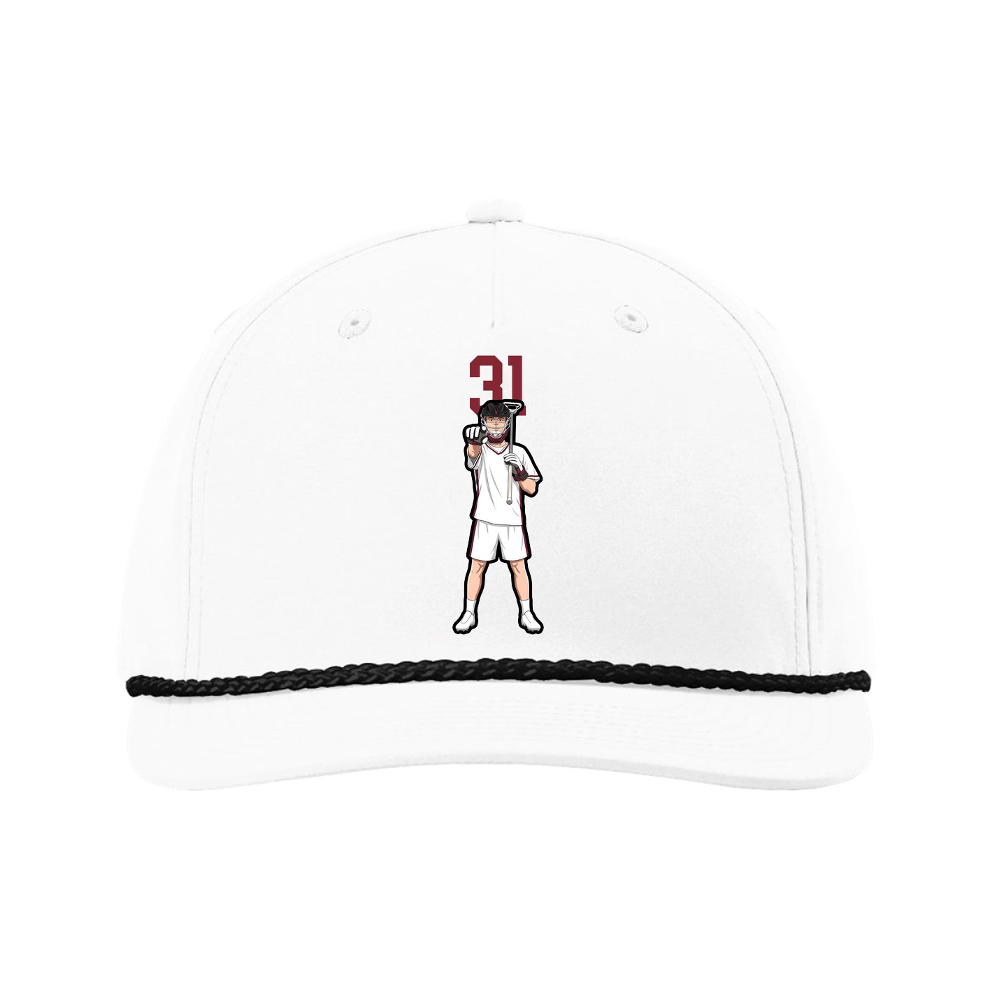 Five-Panel Classic Rope Cap — Number Top in White