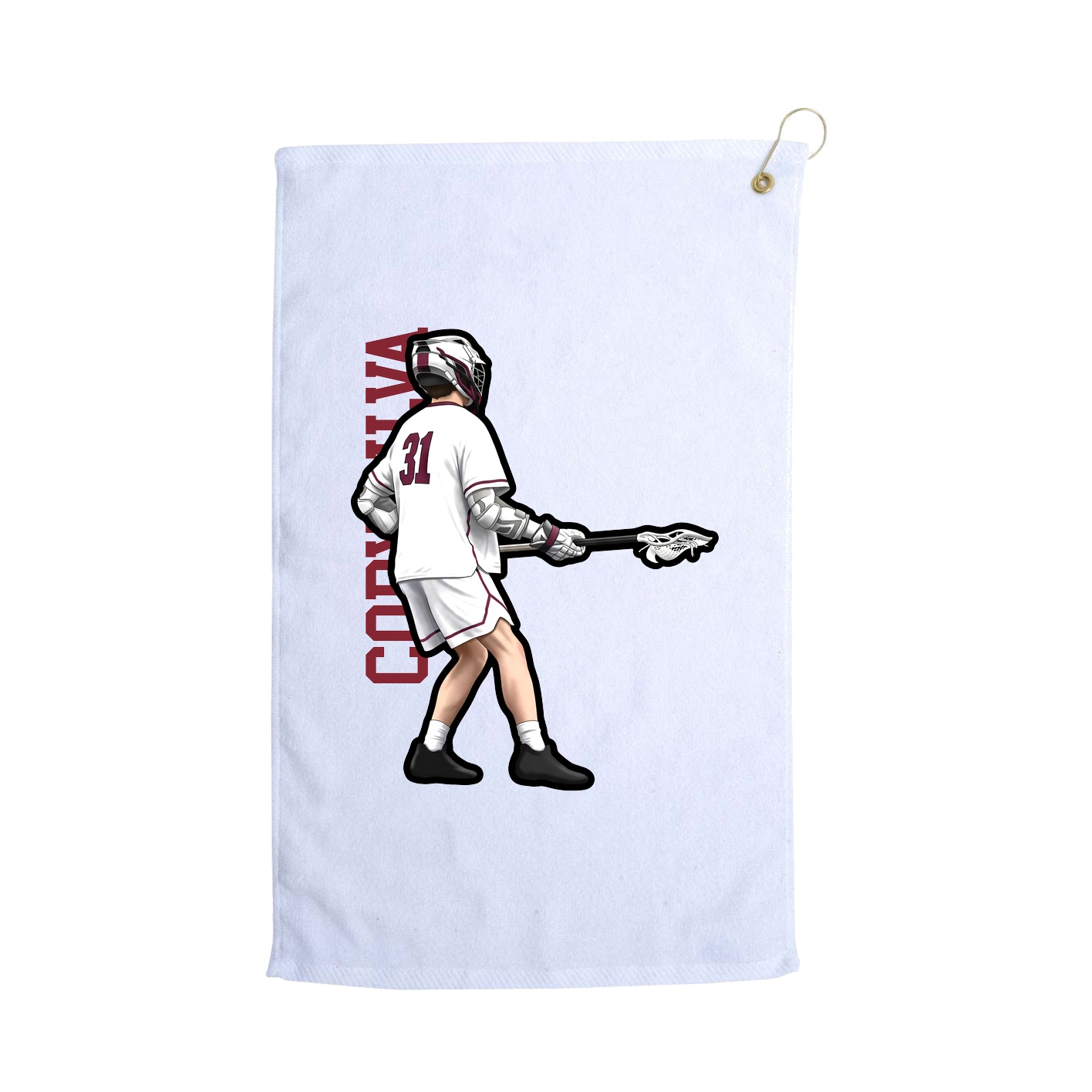 Golf Towel — Name Vertical in White