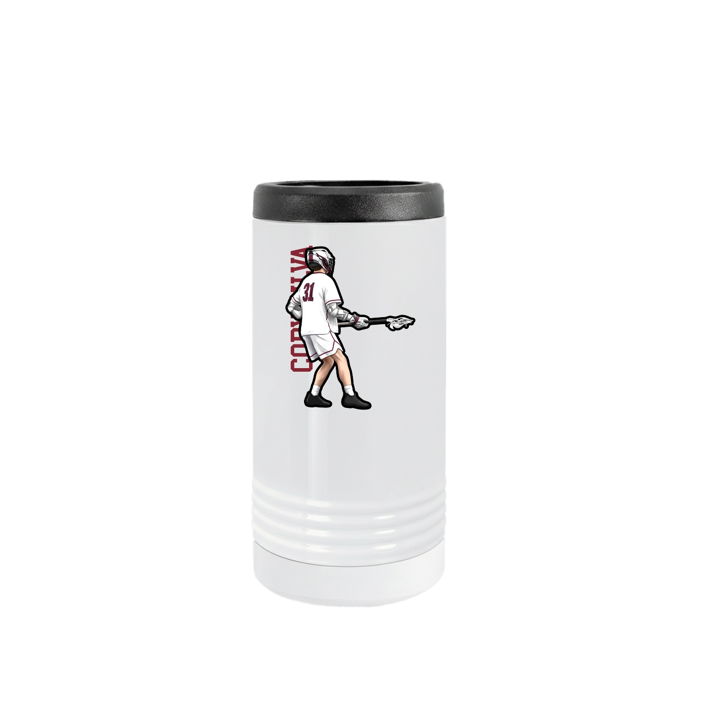 Slim Beverage Holder — Name Vertical in White