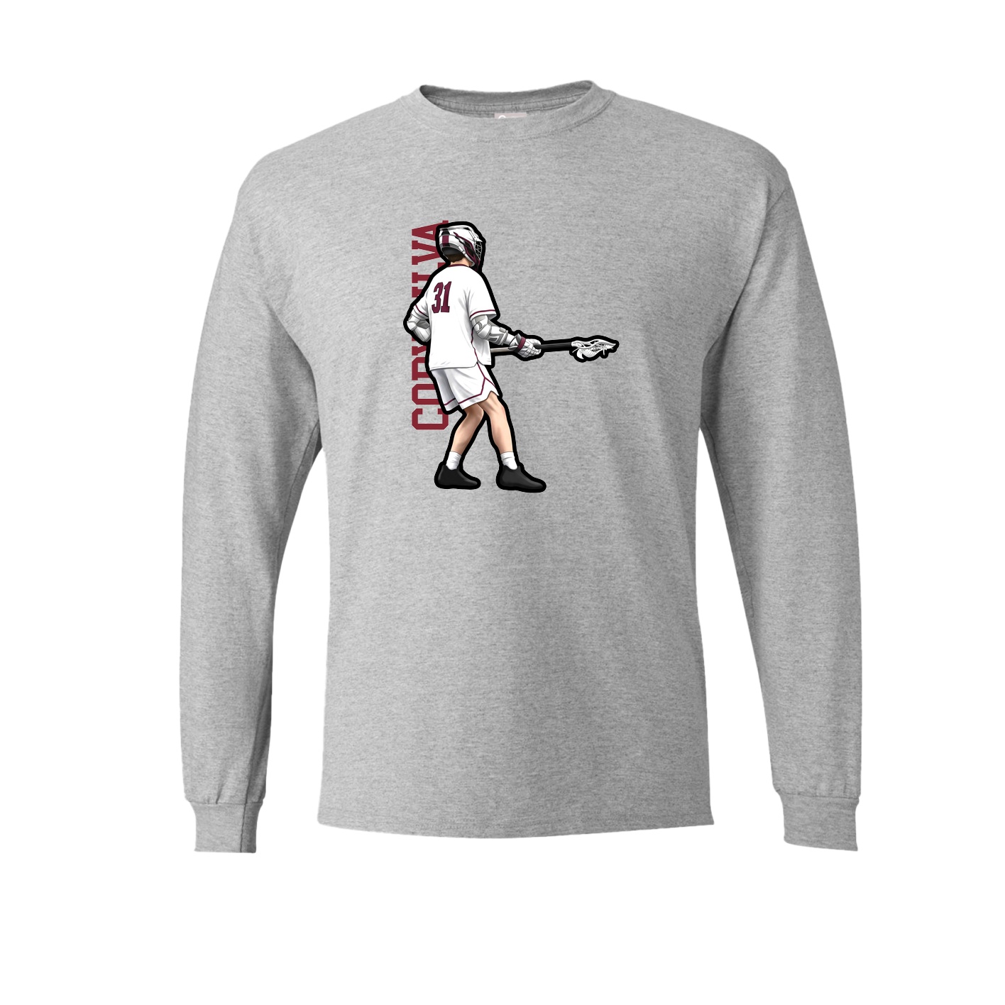 Long Sleeve Tee — Name Vertical in Grey