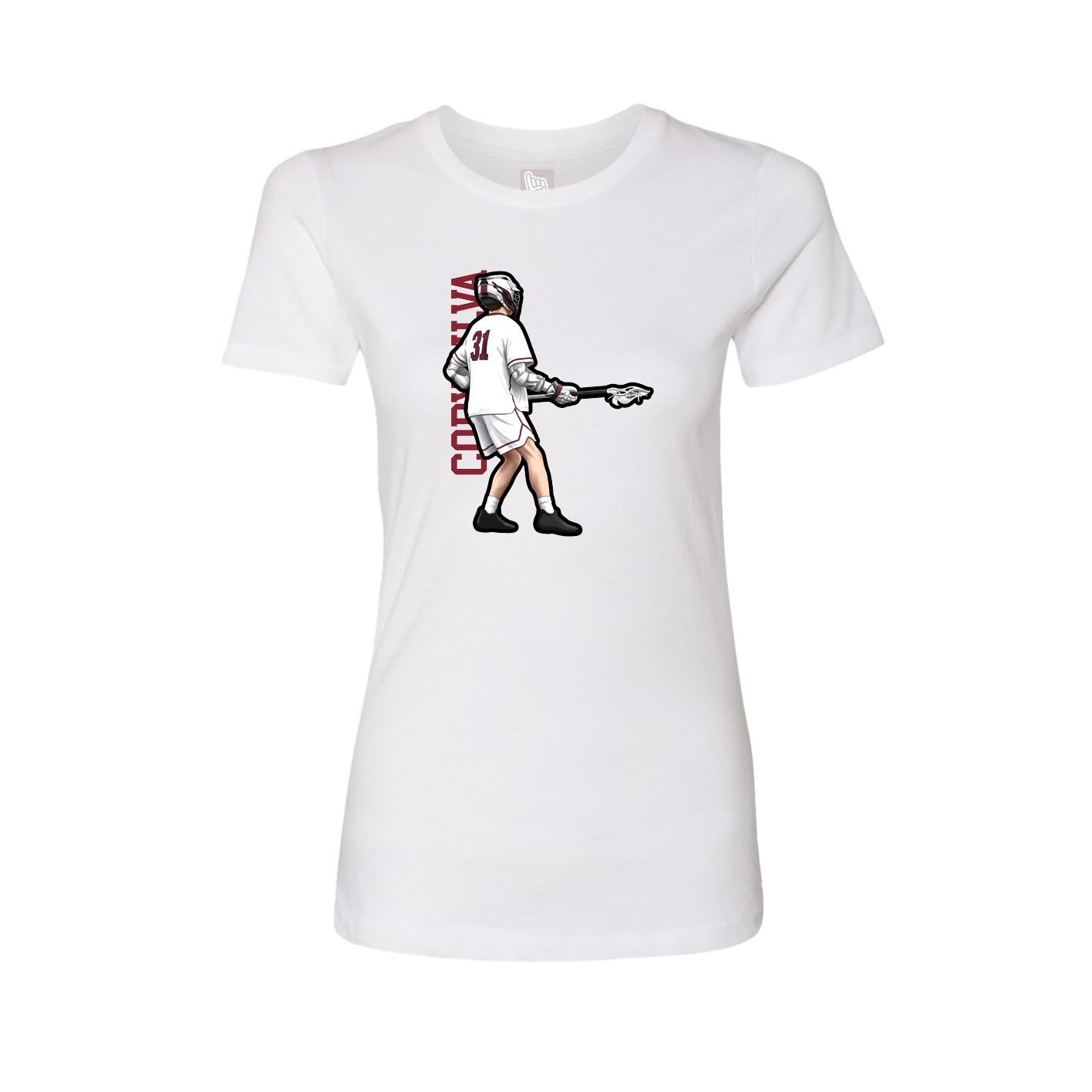 Fitted Women's Tee — Name Vertical in White