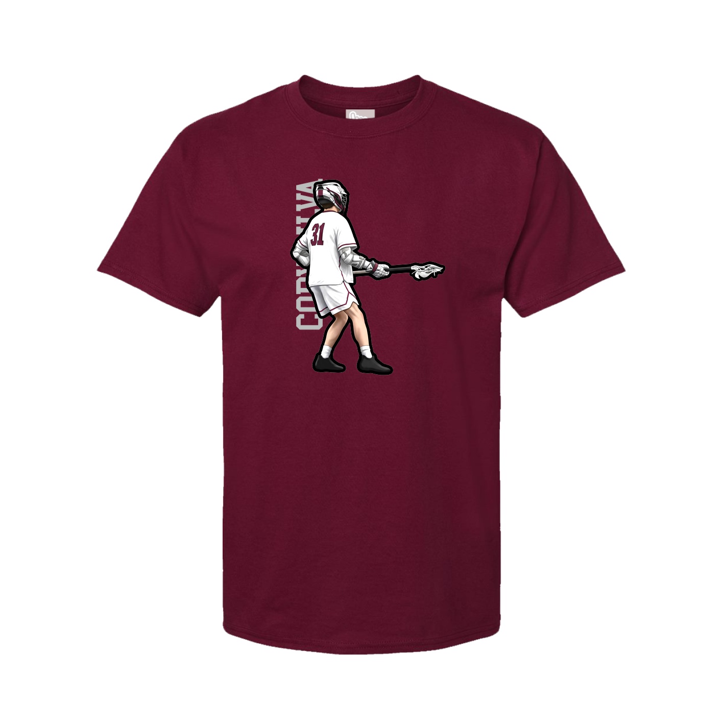 Youth Tee — Name Vertical in Cardinal