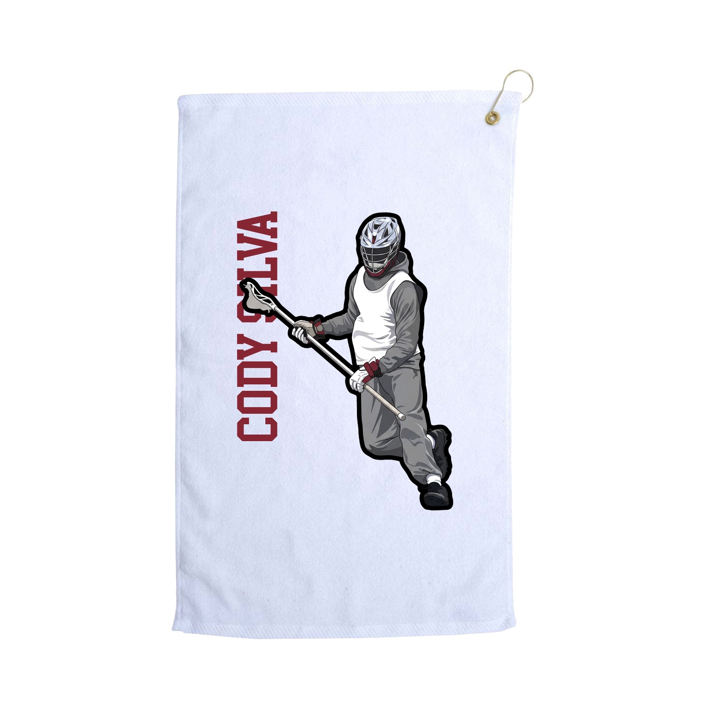 Golf Towel — Name Vertical in White