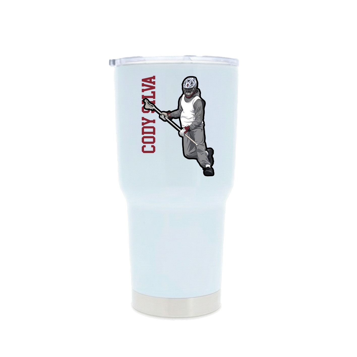30oz Stainless Steel Tumbler — Name Vertical in White