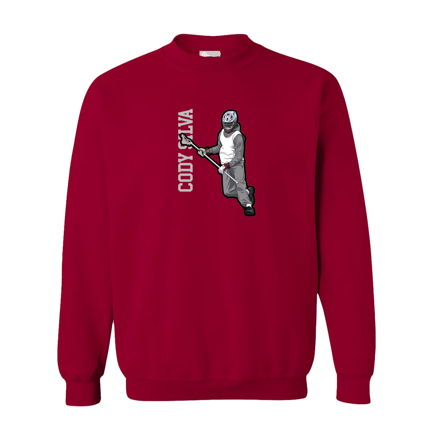 Fleece Crew — Name Vertical in Cardinal